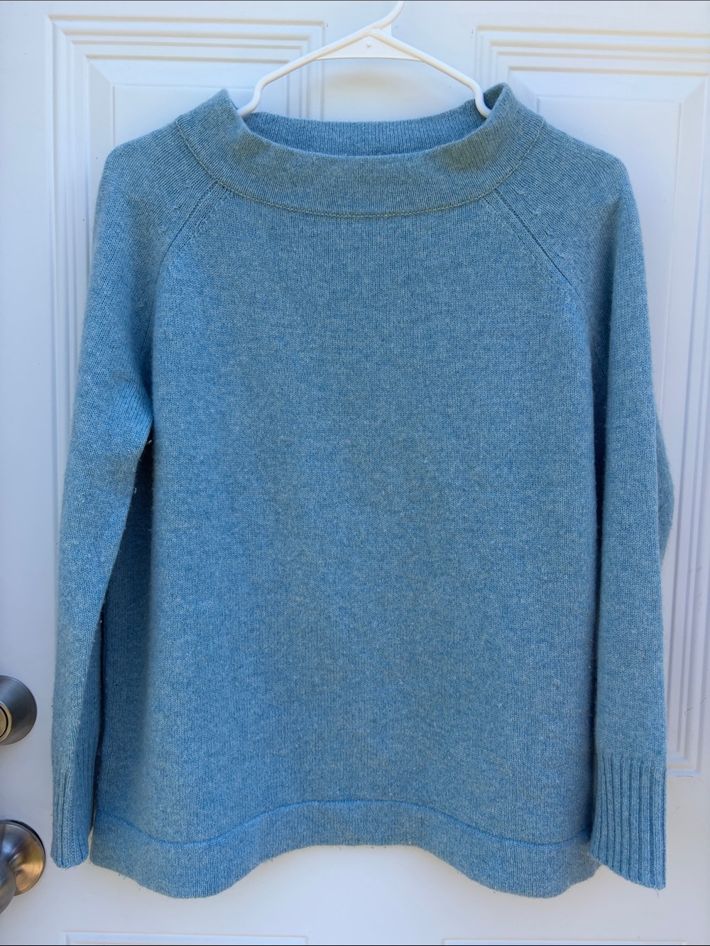 ANN MASHBURN Light Blue Funnel Neck Sweater